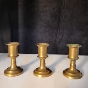 Vintage Set Of 3 Brass Italian Candle Holders